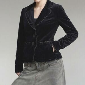 Vintage Military Napoleon Jacket Ruffle Gothic Grunge 90s Vamp Indie Sleaze